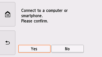 Easy wireless connect screen: Select Yes